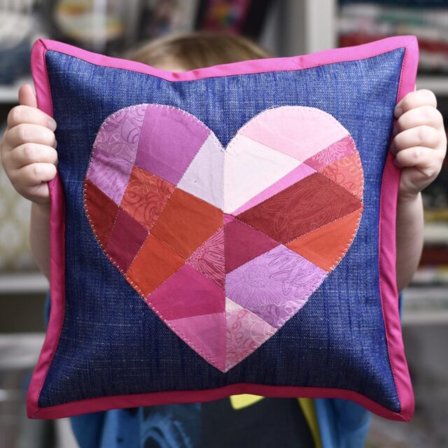 Improv EPP Heart Pillow – Machine Appliqué