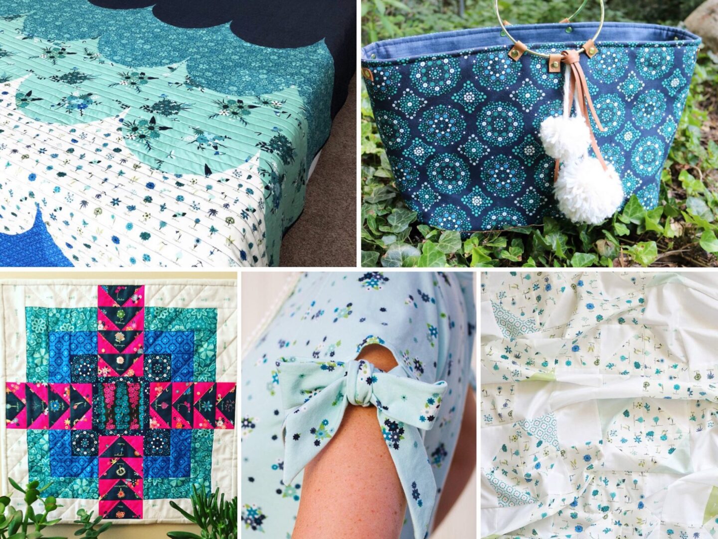 collage of different products with textile patterns