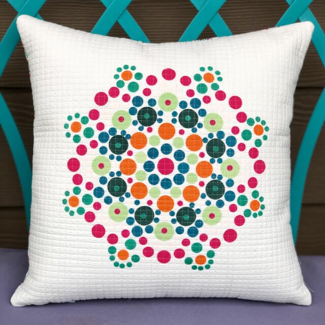 Mandala Drops Iris Applique Pillow