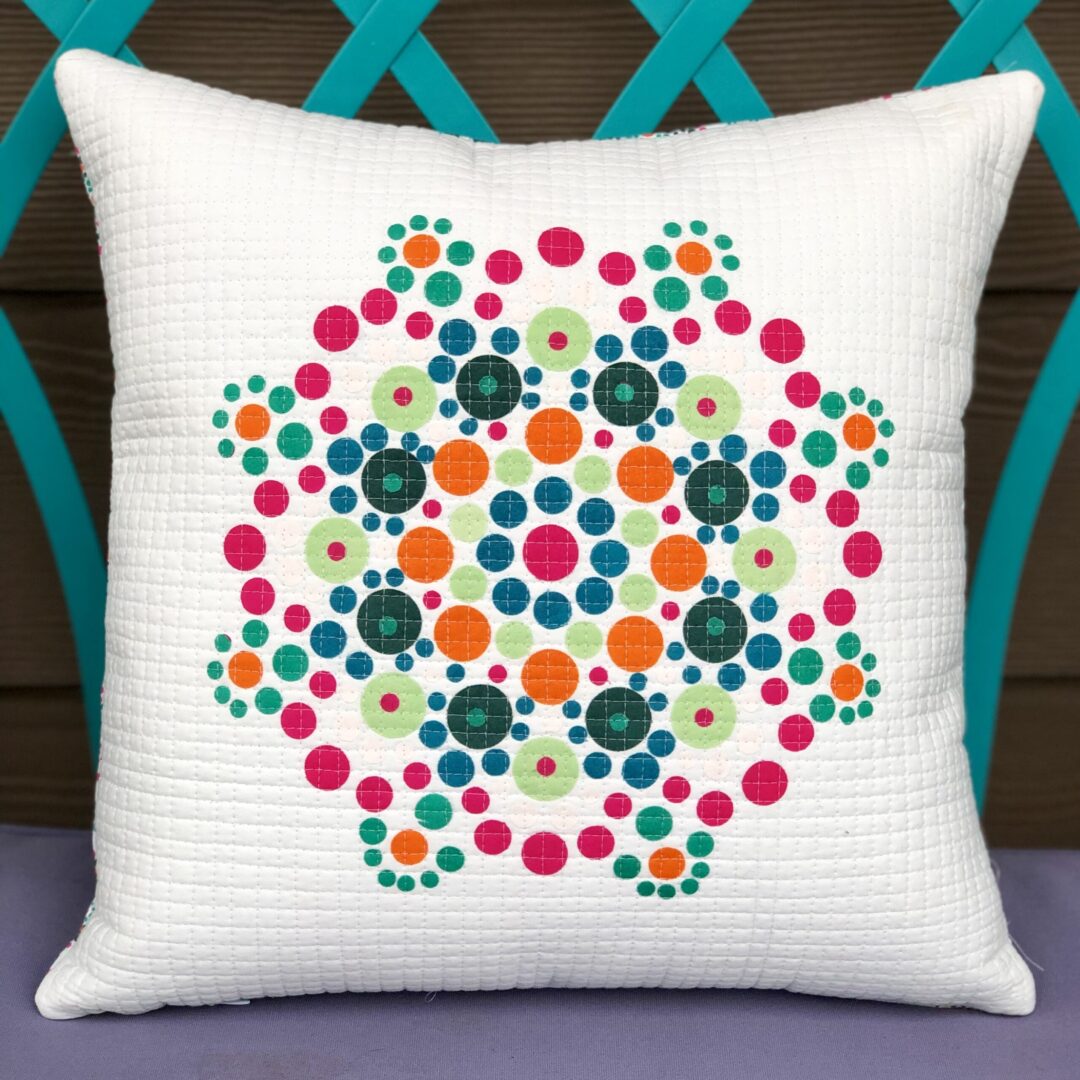 Mandala Drops Iris Applique Pillow