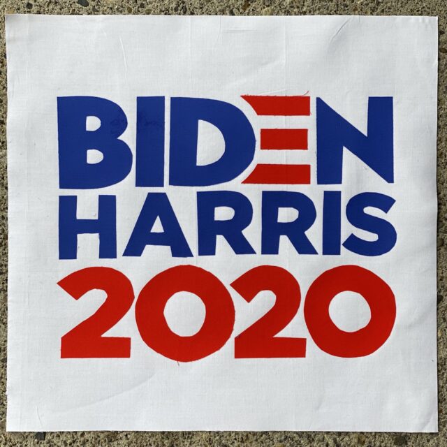 Biden Harris 2020 on white paper